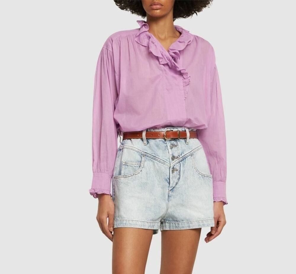 MARANT ETOILE Pamias Ruffled Cotton Shirt Size L NWT